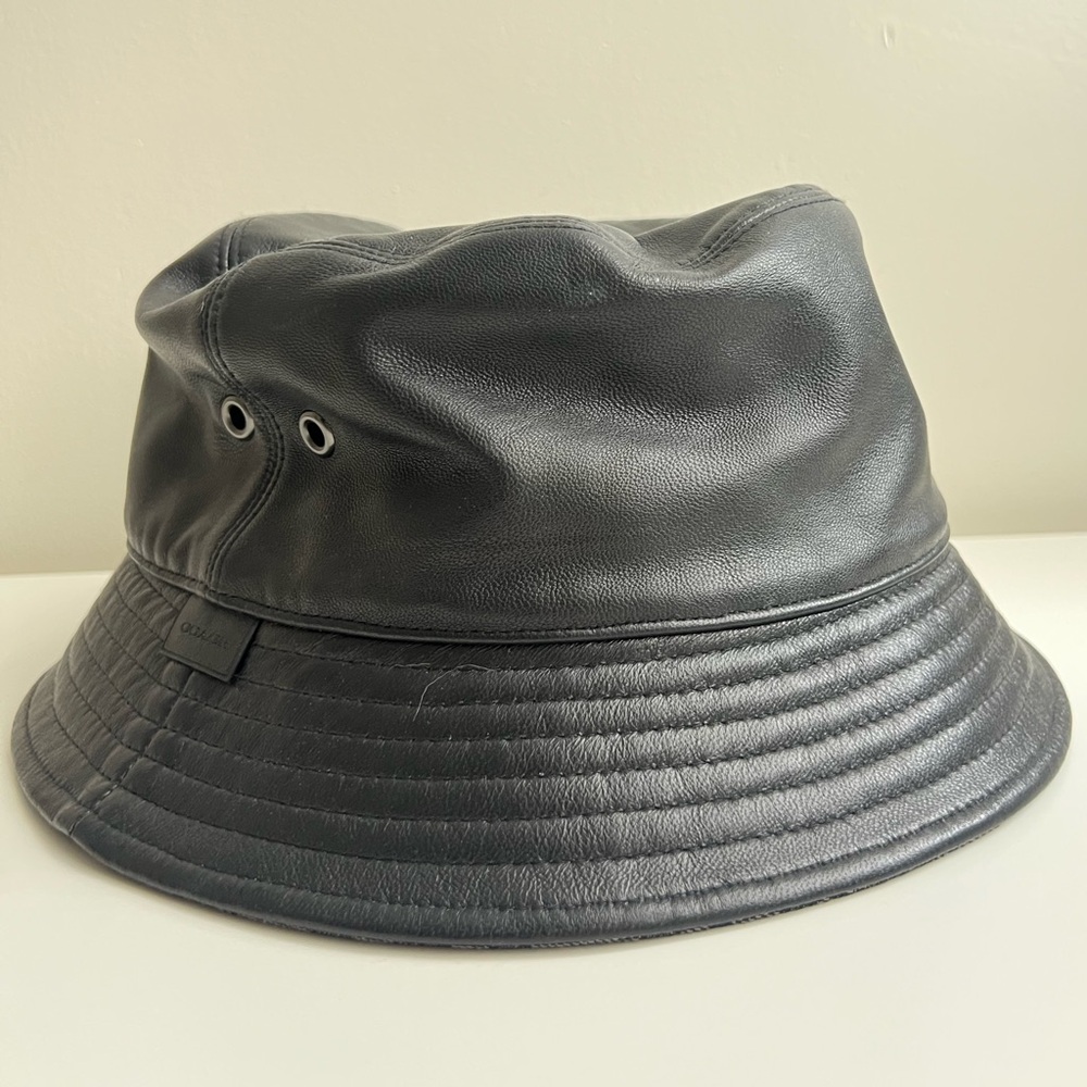 Coach Black Leather Bucket Hat Reversible